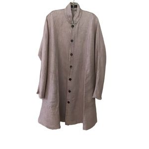 Eskandar Linen A-Line Persian Jacket Coat Dress in Pale Lavender Size 1